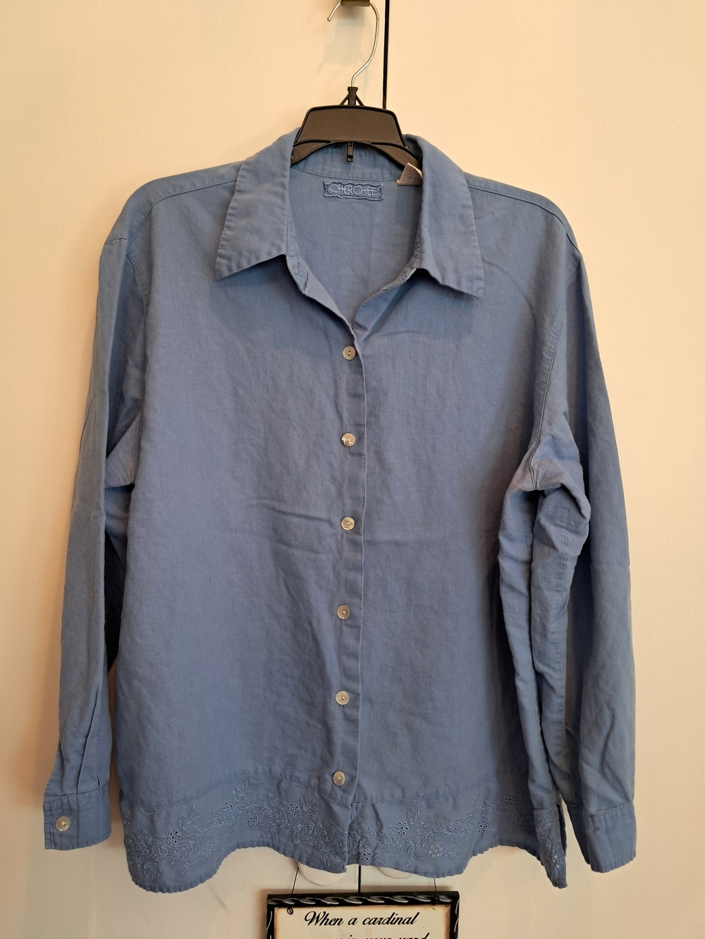 Cherokee Light Blue Casual Button-Down Shirt